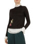 Фото #2 товара Ted Baker Syamata Oracle Layered Look Sweater Black White Ted Size 2 US Size 6