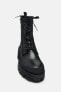 Lace-up leather ankle boots with track sole