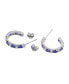 ფოტო #6 პროდუქტის Sterling Silver White Gold Plated With Cubic Zirconia C-Shaped Hoop Earrings