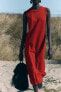 Фото #4 товара Длинное однотонное трикотажное платье ZARA