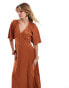 Фото #1 товара Maids to Measure Bridesmaid wrap front maxi dress in burnt orange