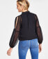 Фото #2 товара Women's Crinkle Chiffon Cold-Shoulder Blouse, Created for Macy's