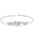 ფოტო #1 პროდუქტის Diamond Flower Flex Bangle Bracelet (1/6 ct. t.w.) in Sterling Silver