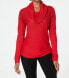 NY Collection Women's Petite Cowl Neck Sweater Long Sleeve Metallic Red PL