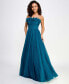 Фото #1 товара Juniors' Flower-Neck Ruched Strapless Ballgown