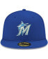 Фото #3 товара Men's Royal Miami Marlins Logo White 59FIFTY Fitted Hat