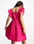 JDY exclusive frill detail mini dress in bright pink