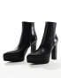 Фото #2 товара ASOS DESIGN platform heeled boots with pointed toe in black faux leather