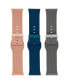 Фото #3 товара Ремешок для часов WITHit Серый, Светло-розовый и Темно-синий Набор плетеного силиконового ремешка, 3 штуки, совместимый с Fitbit Versa 3 и Fitbit Sense