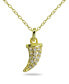 Cubic Zirconia Horn Pendant in 18k Gold Plated Sterling Silver