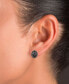 ფოტო #2 პროდუქტის Black Spinel Oval Halo Stud Earrings (3-3/8 ct. t.w.) in Sterling Silver