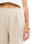 Vila linen wide leg trouser co-ord in oatmeal