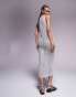 ASOS DESIGN knitted column midaxi dress in metallic yarn in silver