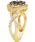 ფოტო #2 პროდუქტის Chocolate Diamond & Nude Diamond Halo Cluster Twist Ring (1-1/20 ct. t.w.) in 14k Gold