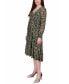Фото #3 товара Women's Long Sleeve Clip Dot Chiffon Dress with Smocked Waist and Cuffs Dress