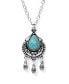 ფოტო #1 პროდუქტის Simulated Turquoise in Silver Plated Pear Chandelier Pendant Necklace