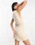 Фото #8 товара ASOS DESIGN boat neck mini dress with ruched sides in stone