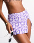 Noisy May swim skirt with side split in purple print