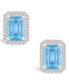 ფოტო #3 პროდუქტის Lab Grown Spinel Aquamarine (2-1/10 ct. t.w.) and Lab Grown Sapphire (1/4 ct. t.w.) Halo Studs in 10K White Gold