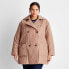 Women's Notched Lapel Double Breasted Puffer Coat - Future Collective with