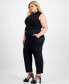 ფოტო #3 პროდუქტის Trendy Plus Size Satin Cropped Cargo Pants, Created for Macy's