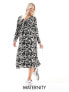 Mamalicious Maternity midi dress in abstract mono print