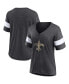 Фото #1 товара Women's Heathered Charcoal, White New Orleans Saints Distressed Team Tri-Blend V-Neck T-shirt