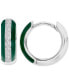 Cubic Zirconia & Enamel Polished Small Hoop Earrings, 0.55"