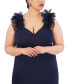 Фото #4 товара Plus Size Tulle-Strap Sweetheart-Neck Gown