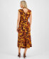 Women's Printed Belted Midi Dress