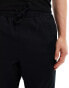 ASOS DESIGN relaxed linen trouser in black with elasticated waist