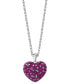 Фото #1 товара EFFY Collection eFFY® Ruby (2 ct. t.w.) & Pink Sapphire (1-7/8 ct. t.w.) Ombré Heart Cluster 18" Pendant Necklace in Sterling Silver
