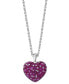 Фото #1 товара EFFY® Ruby (2 ct. t.w.) & Pink Sapphire (1-7/8 ct. t.w.) Ombré Heart Cluster 18" Pendant Necklace in Sterling Silver