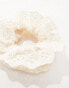 DesignB London broderie hair scrunchie in cream - фото #4