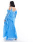 Forever New Curve long sleeve ruffle maxi dress in blue