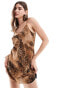 Фото #1 товара Miss Selfridge chiffon strappy mini slip dress in animal print