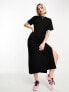 Фото #2 товара COLLUSION slinky maxi t-shirt dress in black