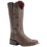 Ferrini Stampede Embroidery Crocodile Square Toe Cowboy Womens Brown Dress Boot