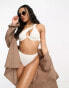 South Beach mix & match rib high waist high leg bikini bottom in cream