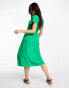 Фото #3 товара Vero Moda linen touch flutter sleeve midi dress in green