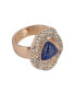 Фото #1 товара Gold Tone and Sodalite Crystal Stone and Semi-Precious Stone Cocktail Ring