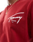 Фото #4 товара Tommy Jeans Signature Logo Crew Neck T-Shirt in Red Brown