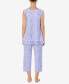 ფოტო #2 პროდუქტის Women's Sleeveless Top and Cropped Pants 2-Pc. Pajama Set