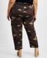 Фото #3 товара Trendy Plus Size Satin Camo-Print Cargo Pants, Created for Macy's