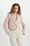 Фото #4 товара Crop Ceket Yaka Tweed Blazer Ceket C5750ax24sm