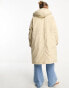 Фото #3 товара Pull&Bear padded longline coat with toggle detail in stone