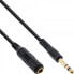 InLine Headphone extension cable 6.3mm Stereo M/F - gold plated - black - 5m