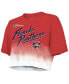 Women's Aleksander Barkov Red Florida Panthers 2024 Stanley Cup Champions Dip Dye Boxy Cropped Name Number T-Shirt