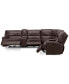 Фото #8 товара CLOSEOUT! Binardo 136" 7 Pc Zero Gravity Leather Sectional with 3 Power Recliners and 2 Console, Created for Macy's