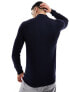 Фото #5 товара ONLY & SONS 1/4 zip knitted jumper in navy